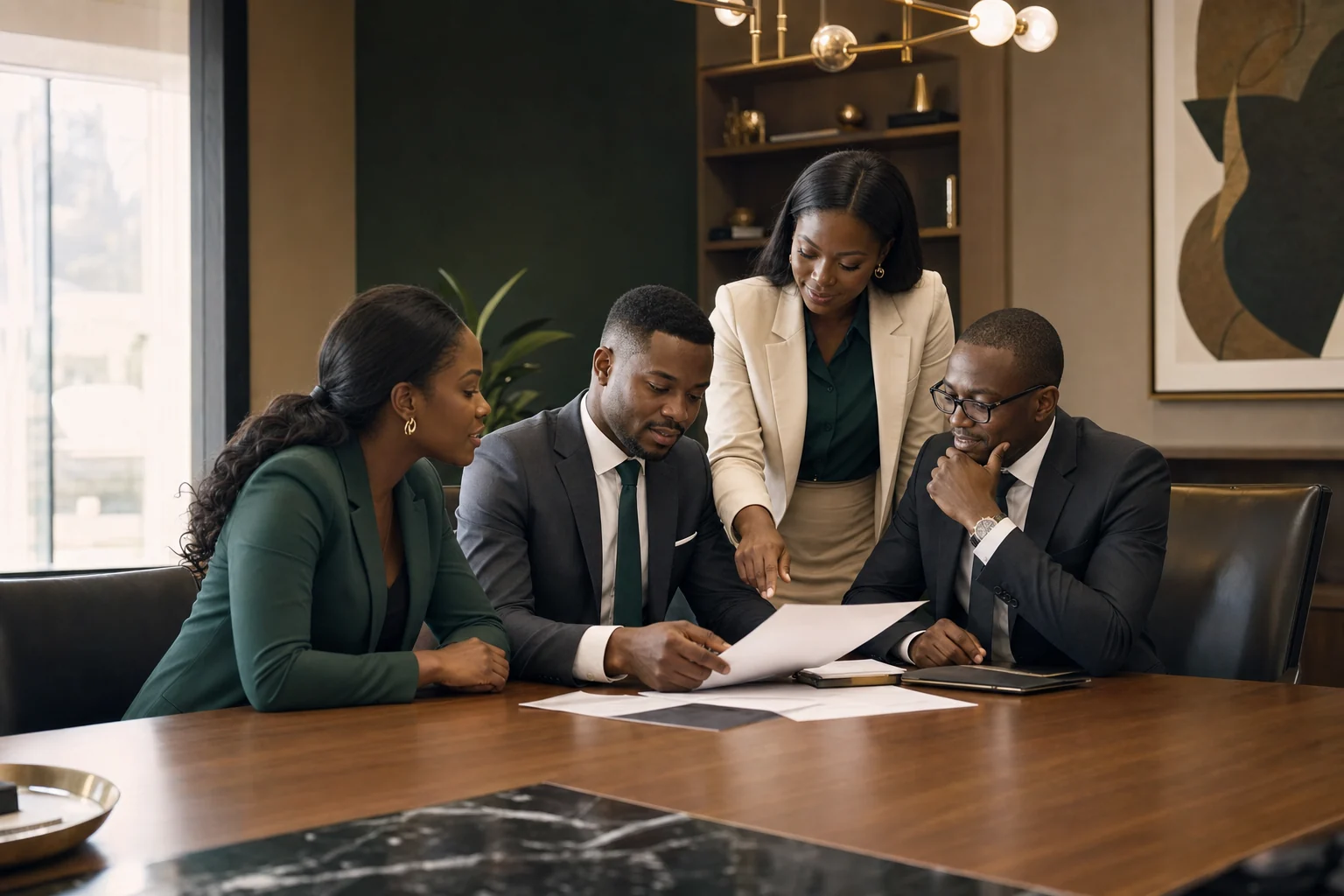 Intent Lending advisors collaborating in a modern office